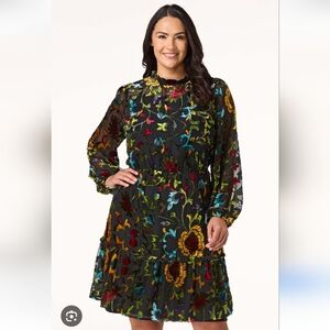 Cato Vintage Burn Out Floral Black Dress